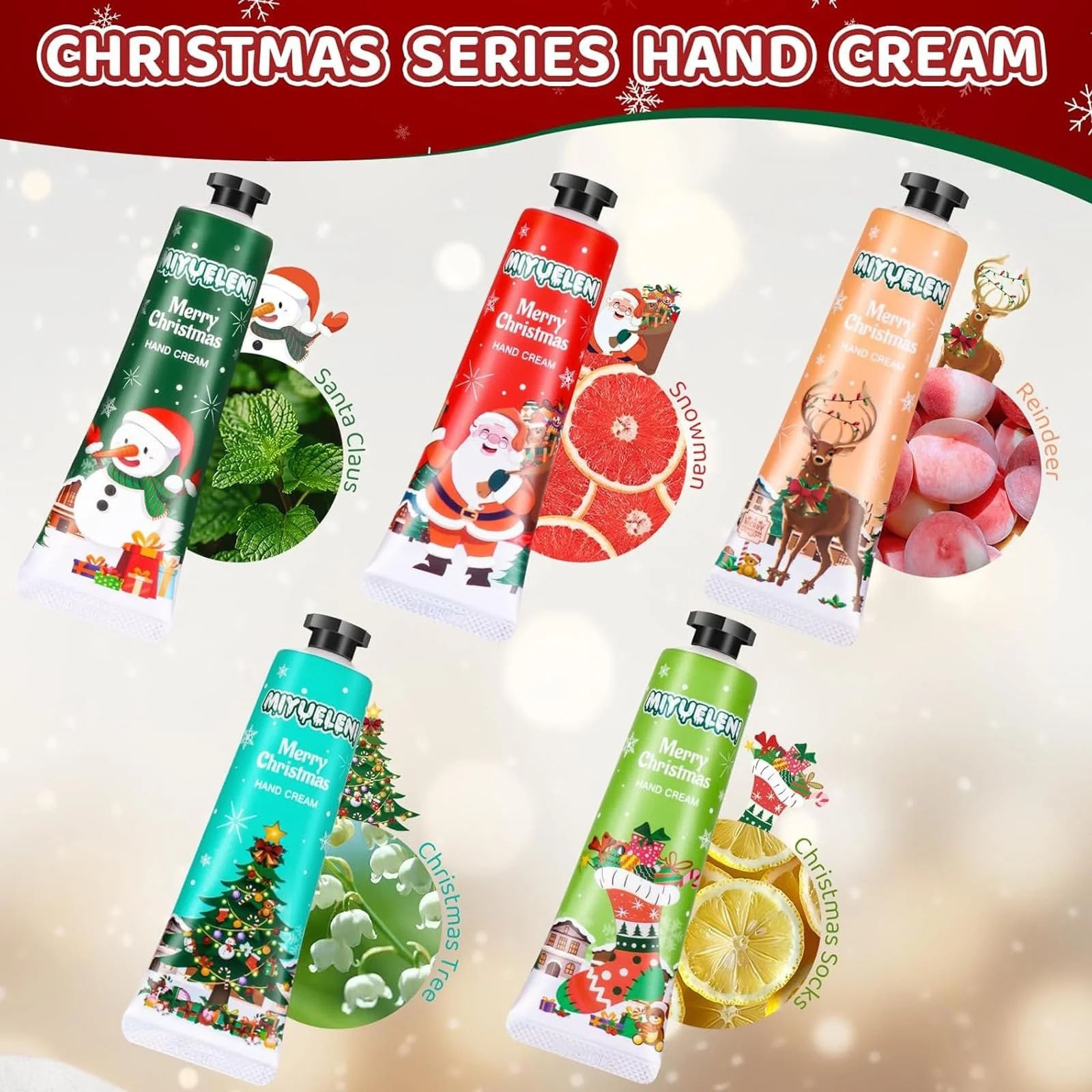 Набір кремів для рук Різдво, 10 міні-кремів для рук з рослинними екстрактами, зволожуючий для дуже сухої шкіри рук, подарунковий набір, фото №3