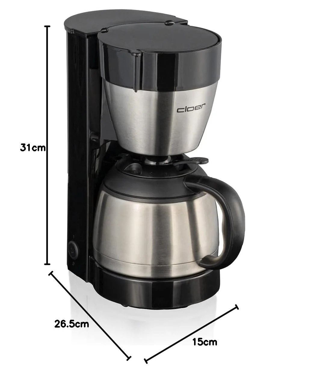Фільтр-кавоварка Cloer 5009 800 W з термоглечиком із нержавіючої сталі Чорна, фото №8
