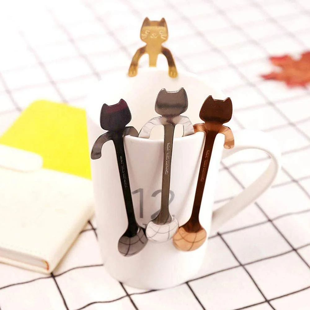 Ложка кавова Кот, набір з 5 штук, нержавіюча сталь, підвісна, фото №6