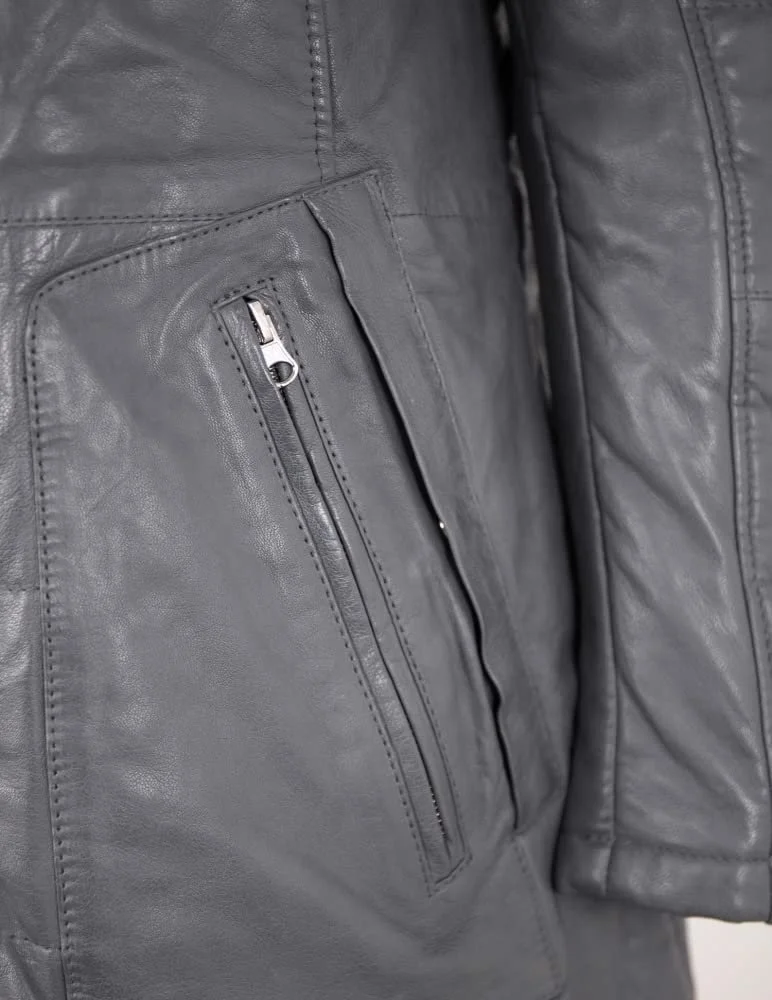 Шкіряне пальто OTTO KERN з натуральної шкіри, стьобане, з овечої шкіри наппа, сіре, фото №5 Шкіряне пальто OTTO KERN з натуральної шкіри, стьобане, з овечої шкіри наппа, сіре, фото №5