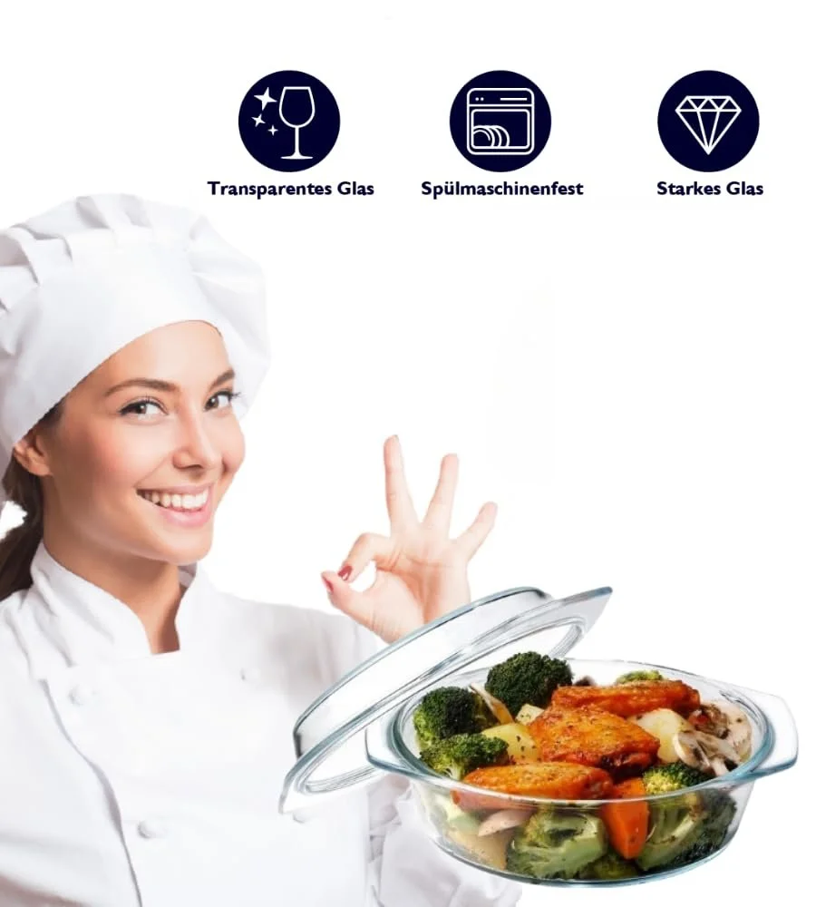 Форма для запекания 1 л овальная стеклянная с крышкой 17 x 20 x 7 см и силиконовыми перчатками, фото №5 Форма для запекания 1 л овальная стеклянная с крышкой 17 x 20 x 7 см и силиконовыми перчатками, фото №5