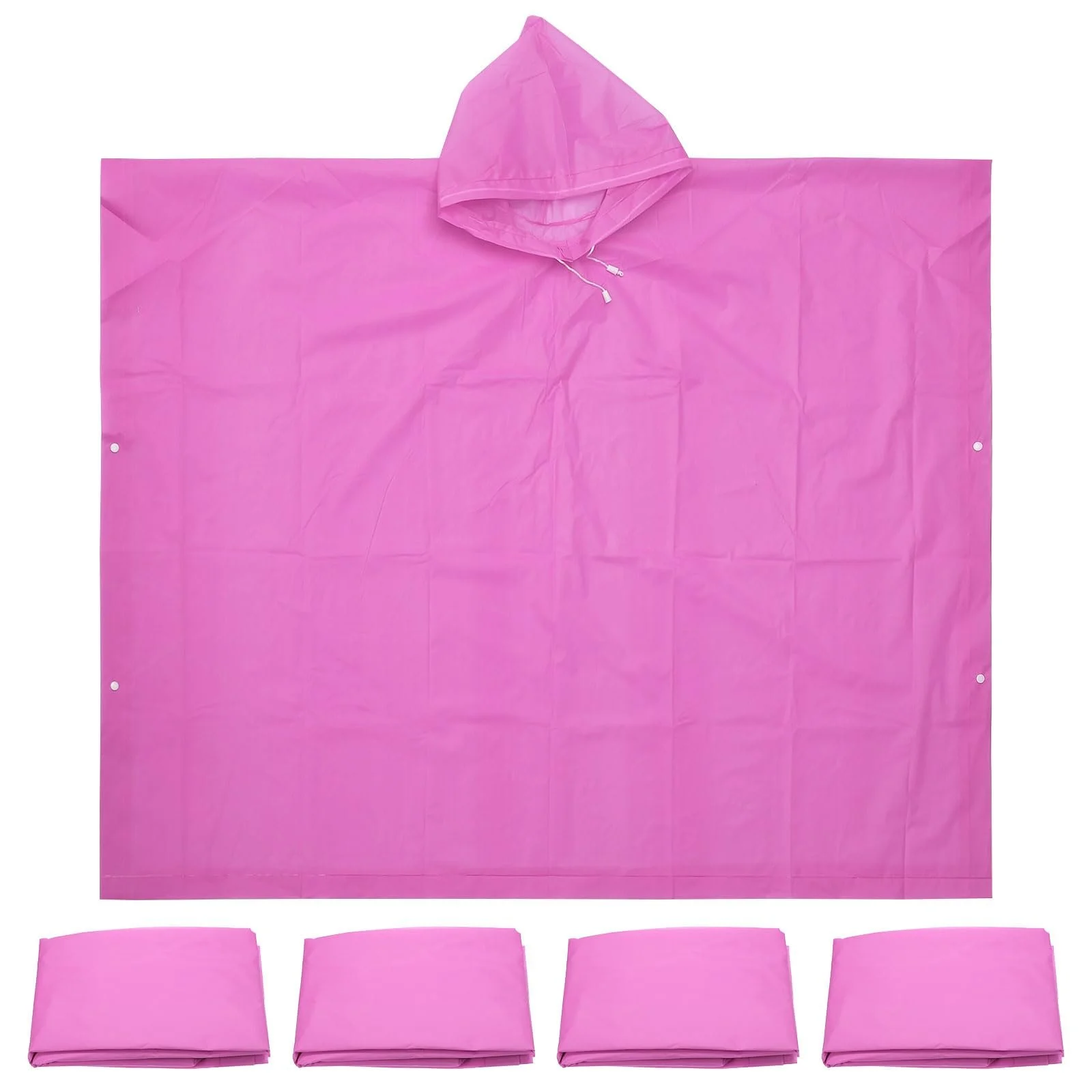 Пончо Patikil дощове для дорослих 5 шт. EVA Рожевий, фото №1