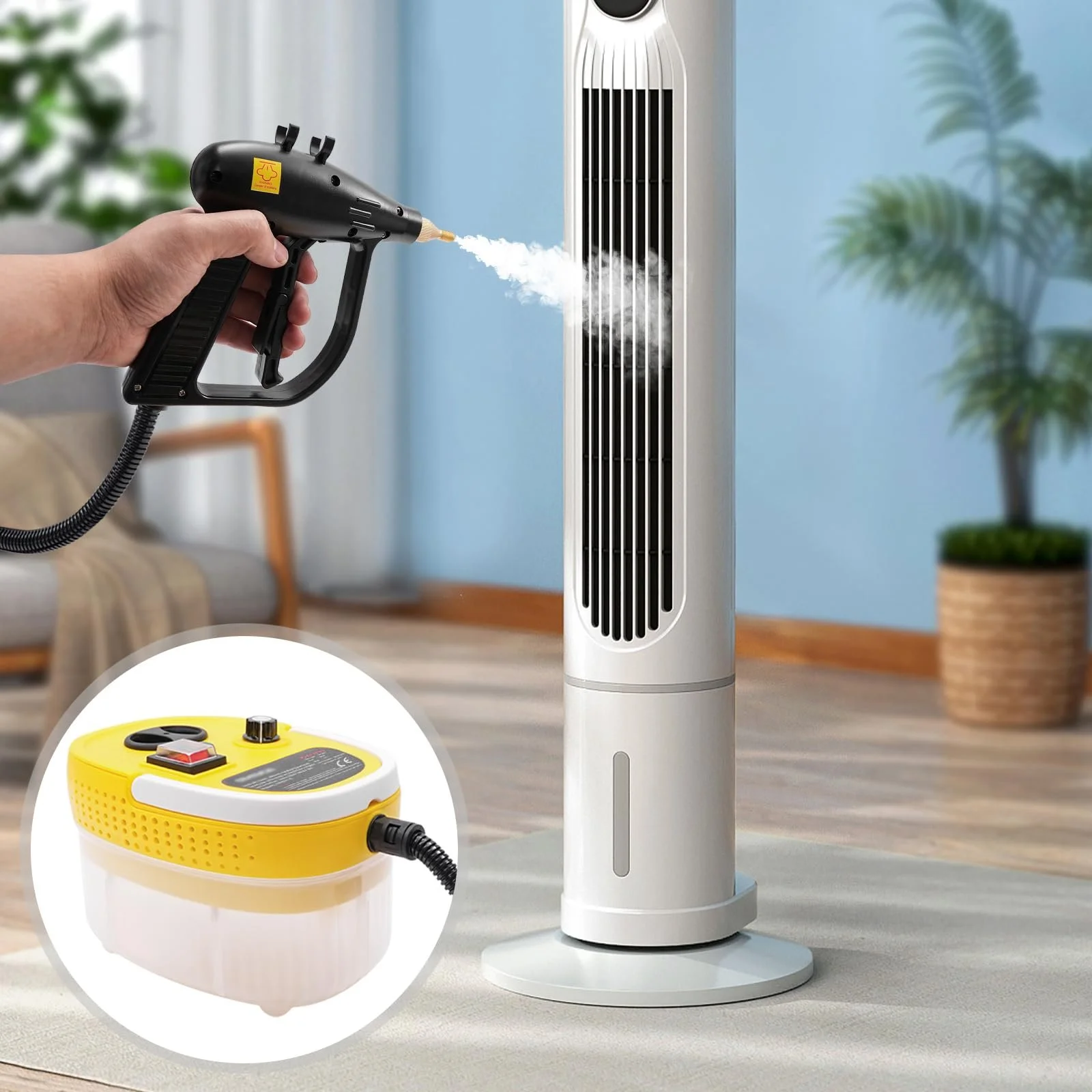 Пароочисник ручний високого тиску 2500 Вт 19 x 15 x 13 см Жовтий, фото №2 Пароочисник ручний високого тиску 2500 Вт 19 x 15 x 13 см Жовтий, фото №2