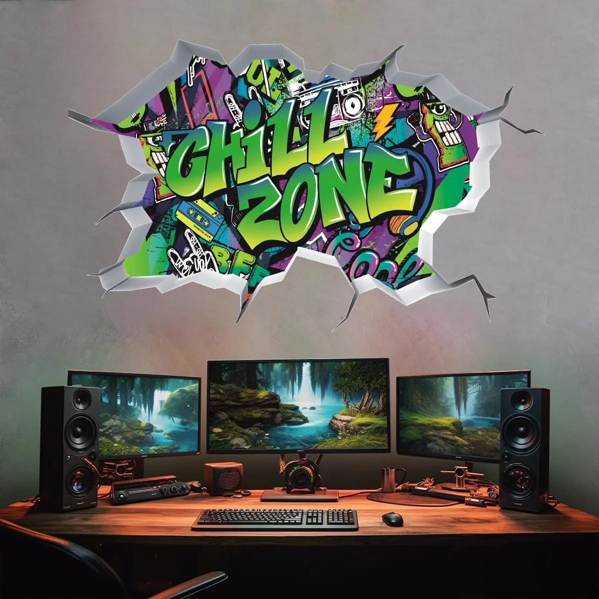 Настінна наклейка TOARTI 3D Graffiti Chill Zone для кімнати підлітка Чорна, фото №1