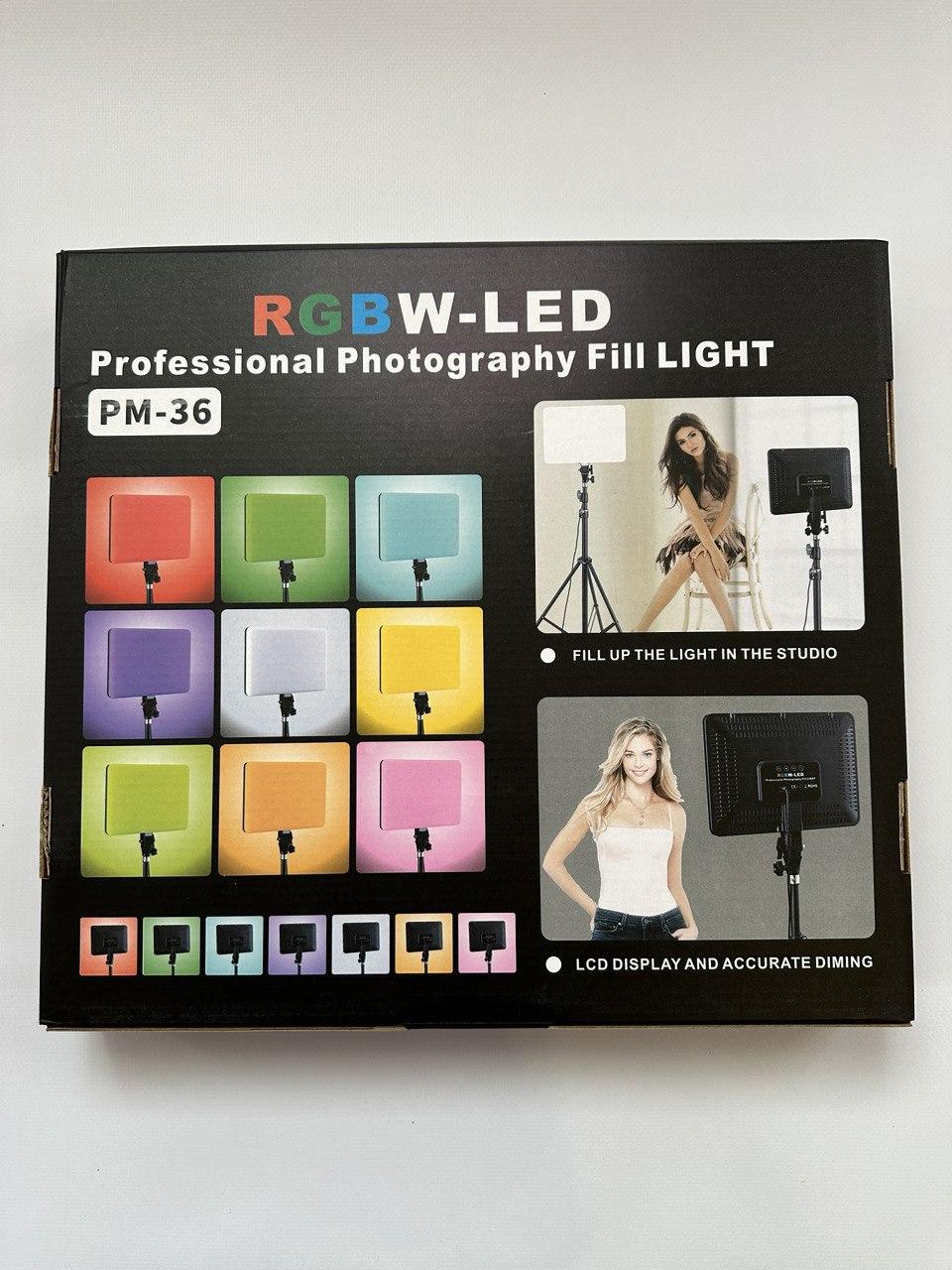 Светодиодная панель для фотостудии Camera light PM-36 RGBW 3000K-6500K Штатив, фото №10