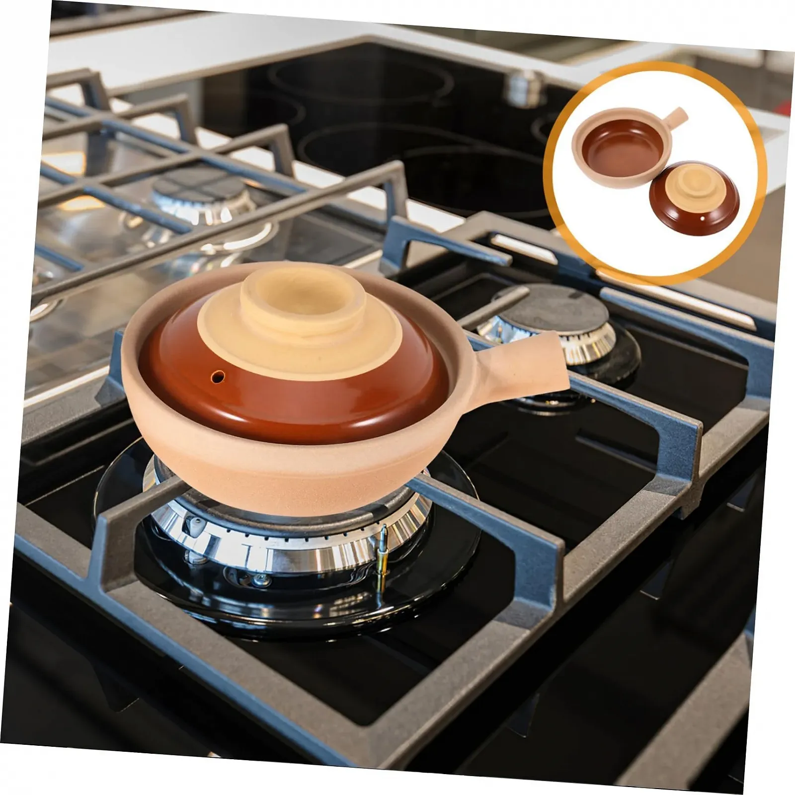 Керамическая кастрюля IMIKEYA с крышкой и ручкой Традиционная Глиняная для риса и супов, фото №9