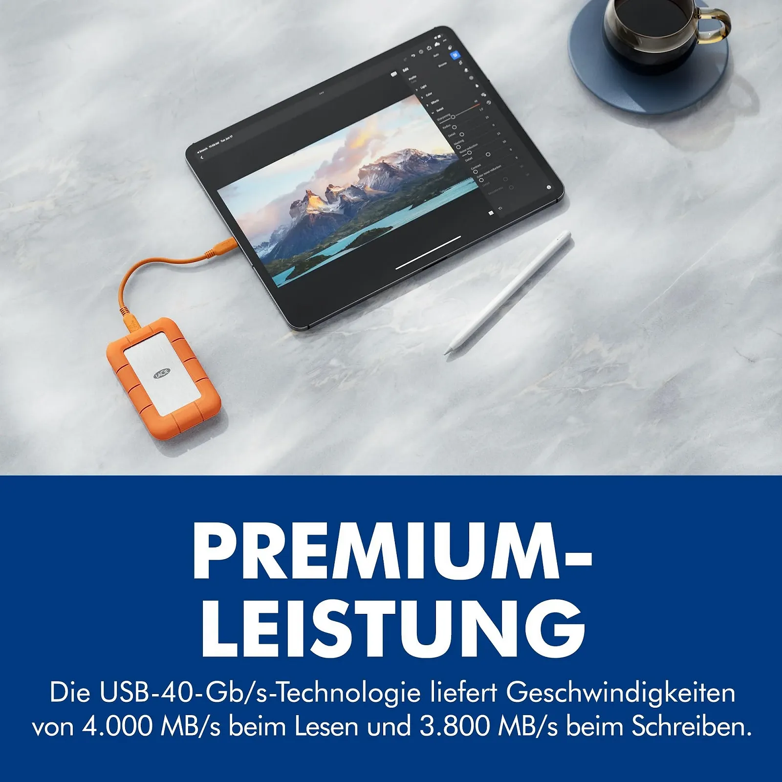 Зовнішній SSD накопичувач LaCie Rugged SSD4 STND1000400 1TB 40Gbps USB-C Orange, фото №5 Зовнішній SSD накопичувач LaCie Rugged SSD4 STND1000400 1TB 40Gbps USB-C Orange, фото №5