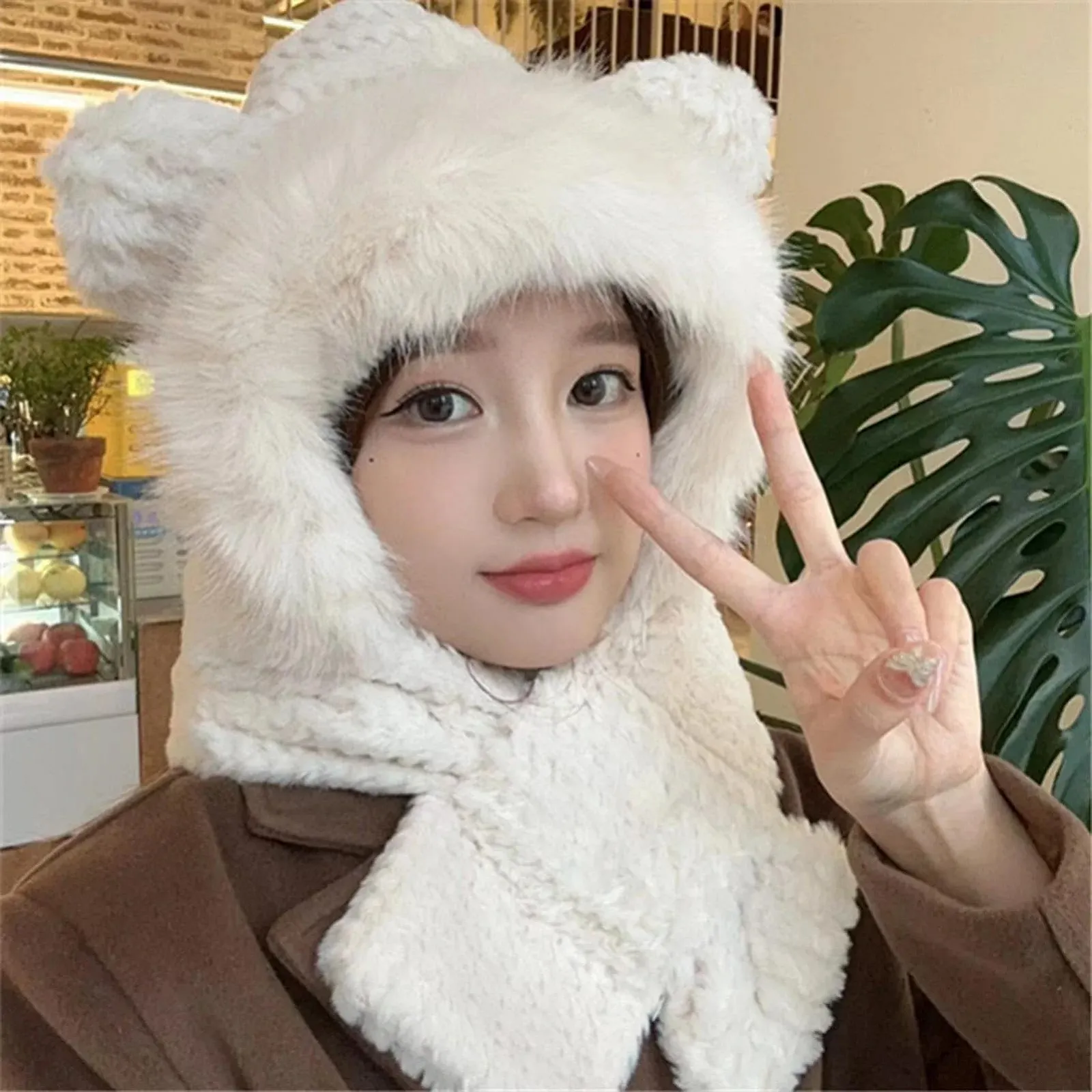 Шапка-вушанка Кролик Mbiyhgta Зимова, фото №7