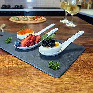 Ложка Com-Four Набор для закусок Amuse-Gueule, разные дизайны из сланца, фарфора и стекла synthetic.ua - Фото 1