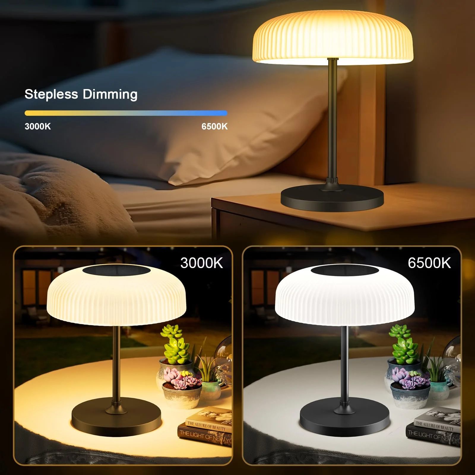 Настільна лампа AGOTD Solar Outdoor Wireless USB-C Touch Dimmable Warm White Cool White IP65, фото №2