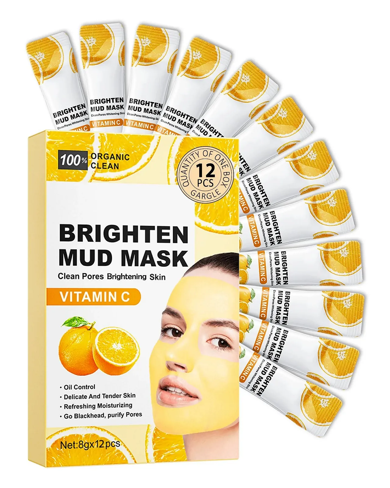 Маска для обличчя Vitamin C глиняна, 12 шт, фото №1