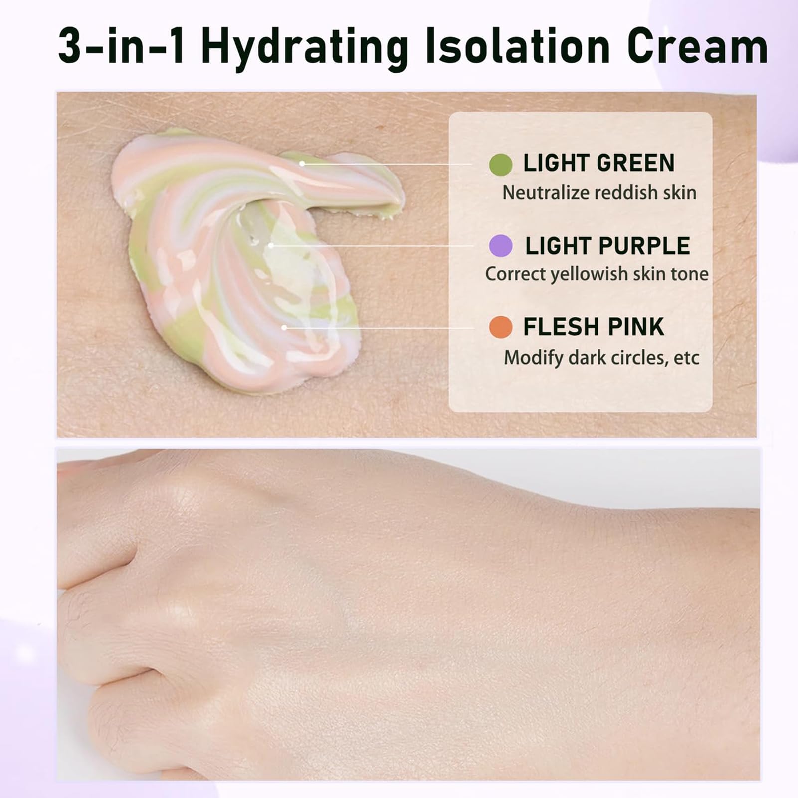 Праймер TITIMORE 3 Colours Isolation Cream One Step Primer Concealer Foundation Colour Corrector, фото №6