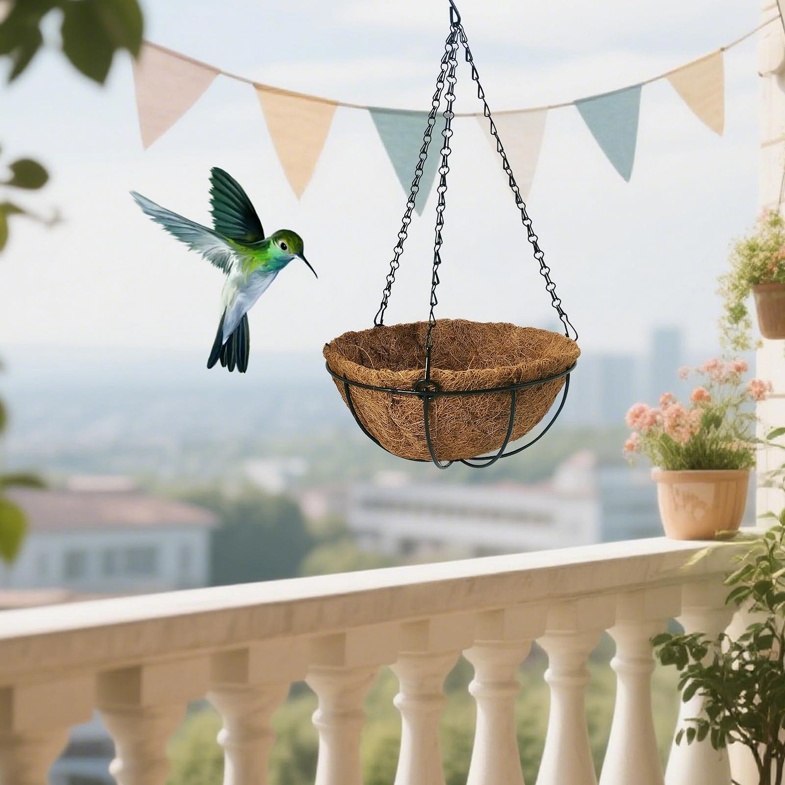 Кошик підвісний LWINGFLYER Набір з 2 шт. 25,4 см металевий з кокосовим волокном, фото №5