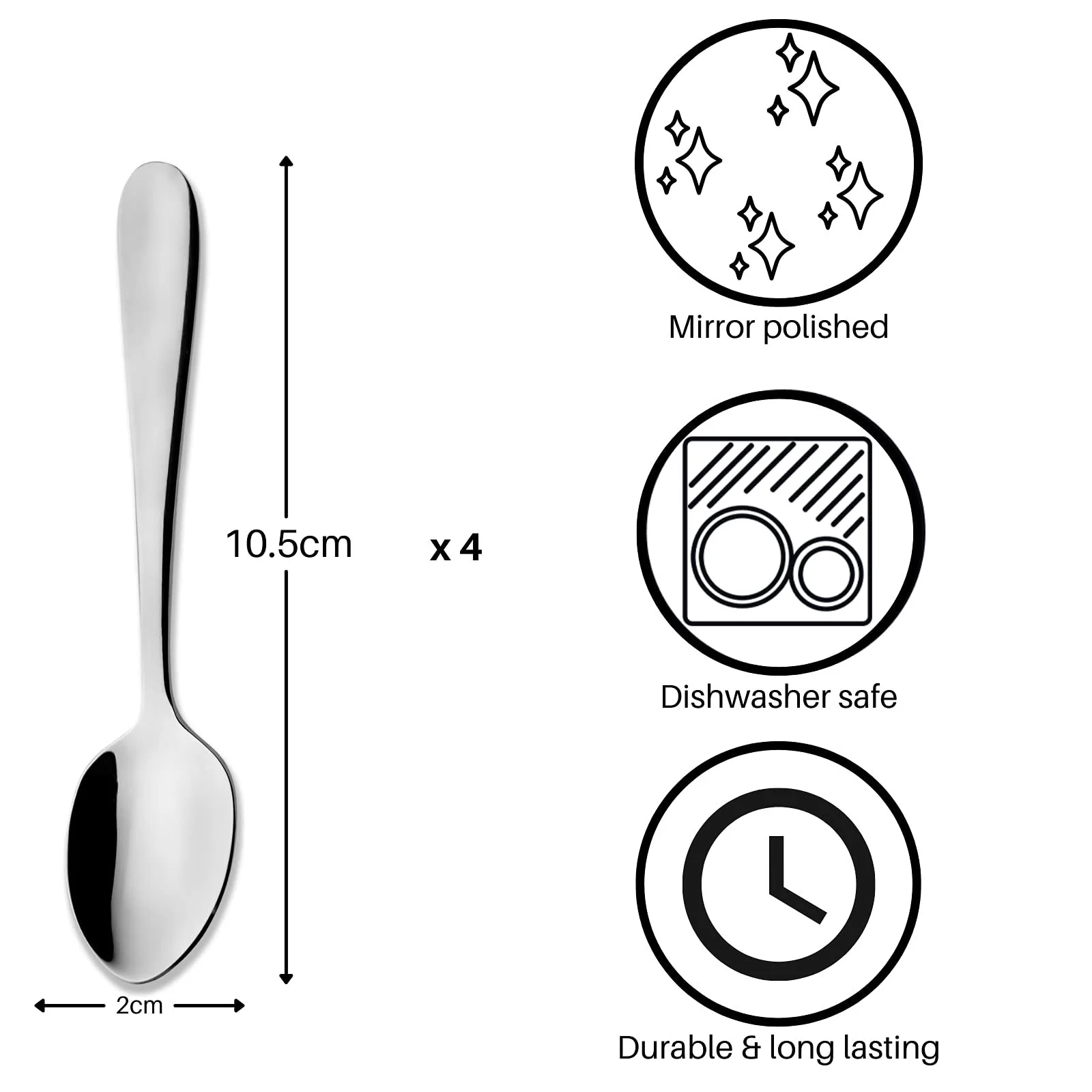 Ложки Еспресо Windsor Carded Набір 4 шт. 18/0 Нержавіюча сталь в упаковці Дзеркальне полірування, фото №3
