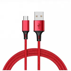Дата кабель USB 2.0 AM to Micro 5P 1.0m 2.4A braided red XO (NB143-M1-RD) - Фото 1