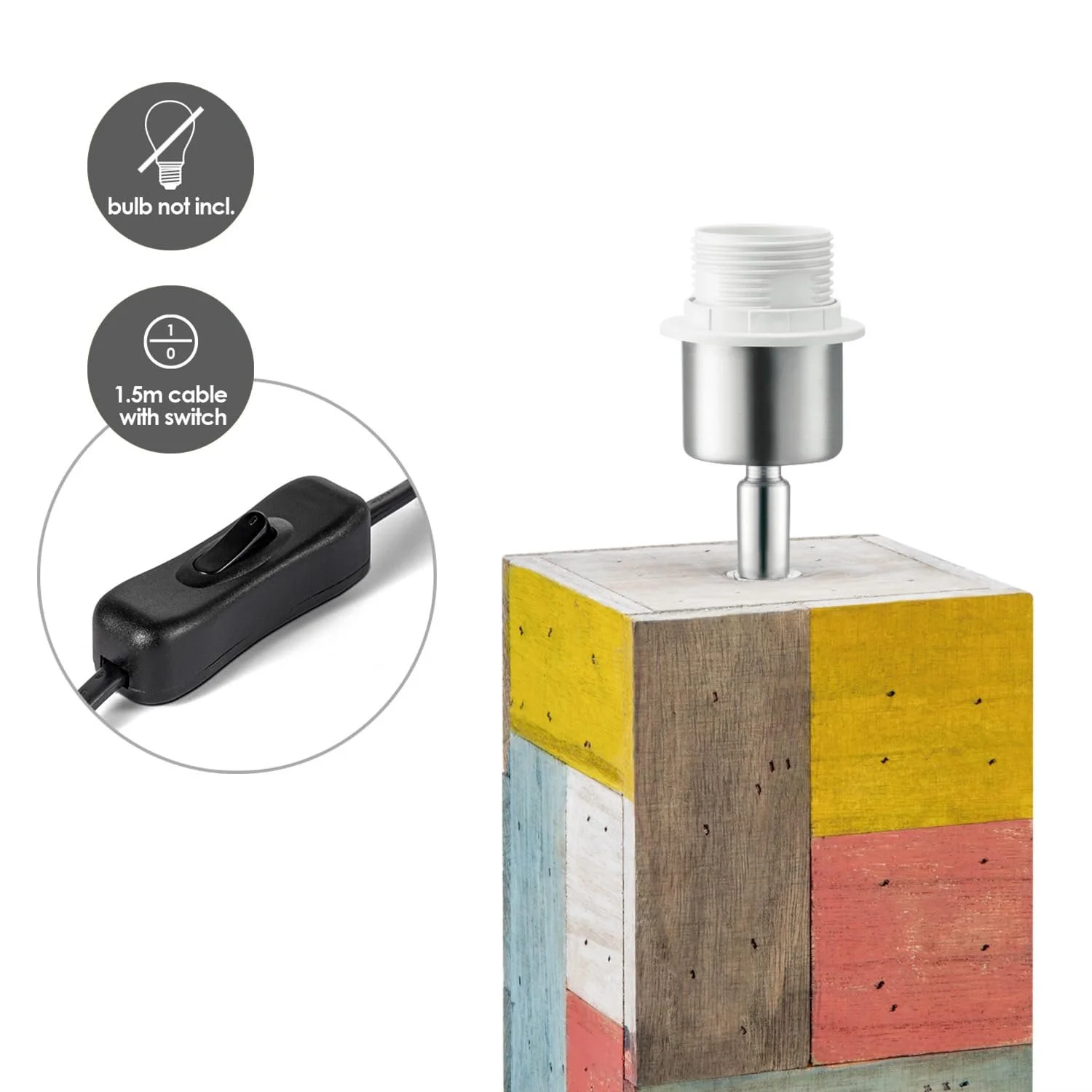 Настільна лампа Home Sweet Home Block Tara E27 Anthracite Wood Textile 25/25/45 см, фото №4