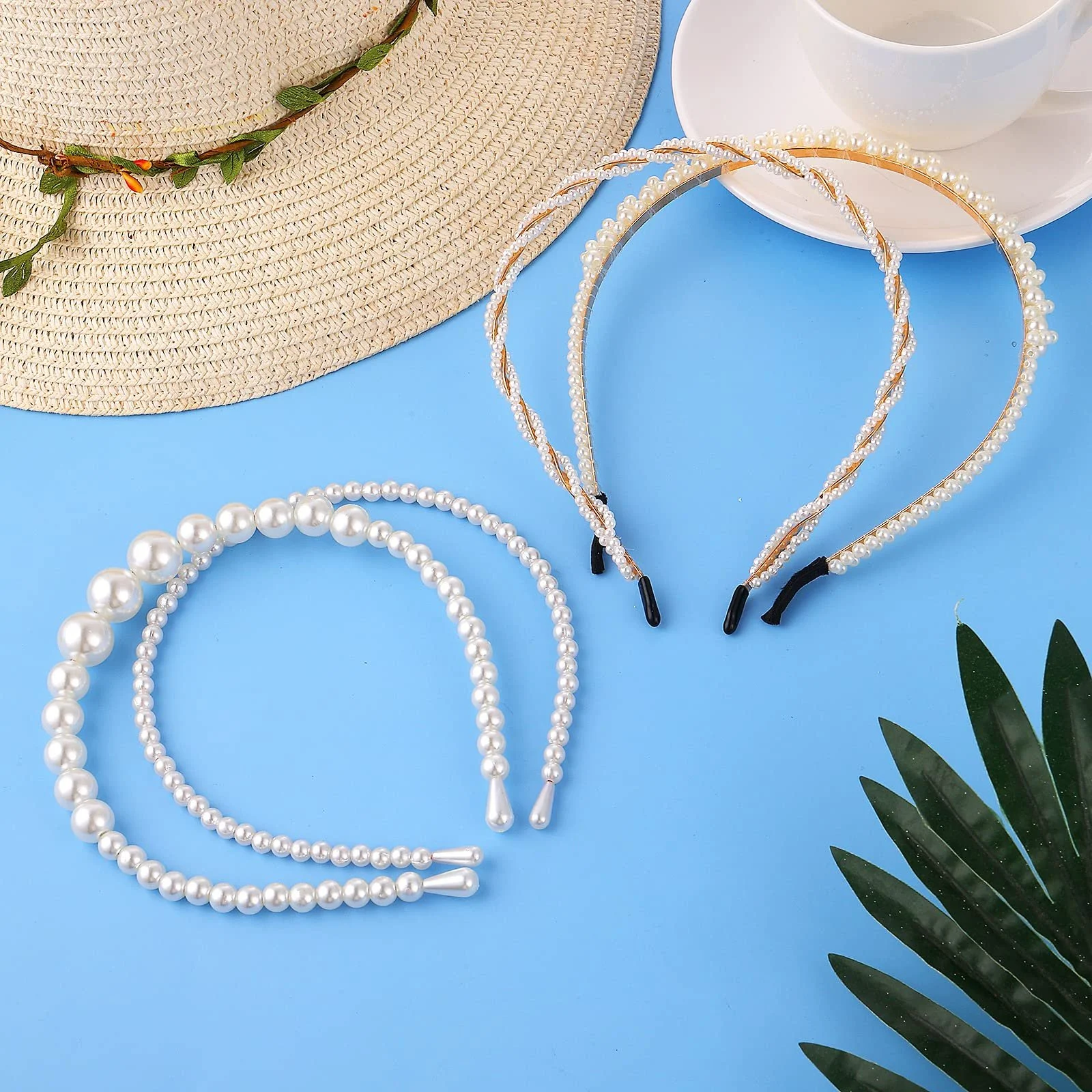 Набір з 4 перлинних обручів для волосся, фото №7