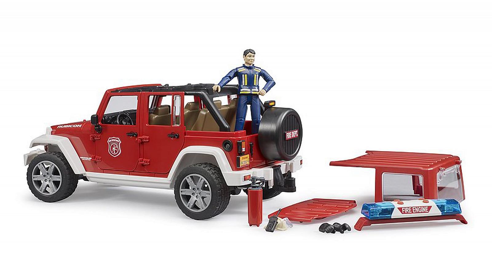 Іграшковий автомобіль Bruder Jeep Wrangler Unlimited Rubicon Fire Department Vehicle з набором пожежника, фото №6