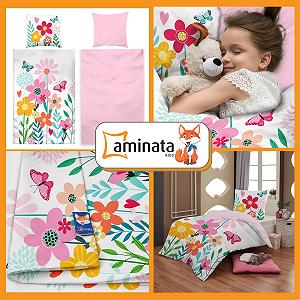 Постільна білизна Aminata kids 135 x 200 см, дитяча, квіти, бавовна, двостороння, різнокольорова, блискавка YKK synthetic.ua - Фото 1