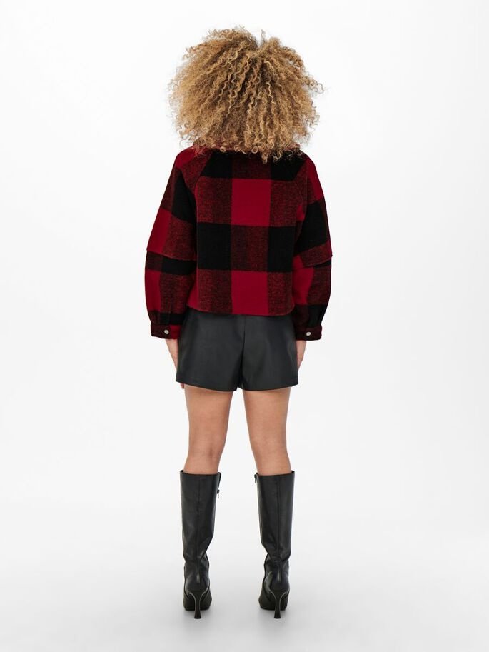 Куртка ONLBROOKLYN Укороченная Серия CHECK JACKET L Barbados Cherry Checks Black ONLY, фото №2