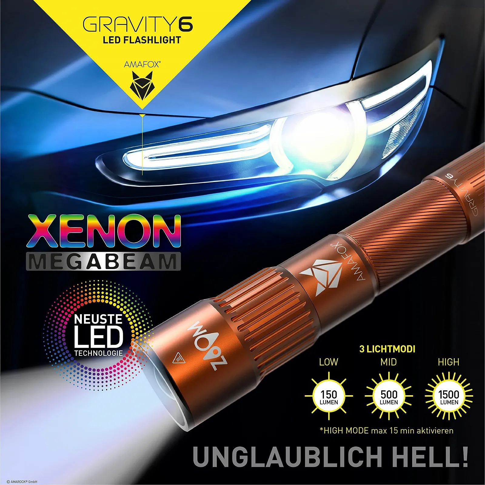 Фонарь LED G6 Xenon Megabeam High Performance Аккумуляторный Бронзовый, фото №3