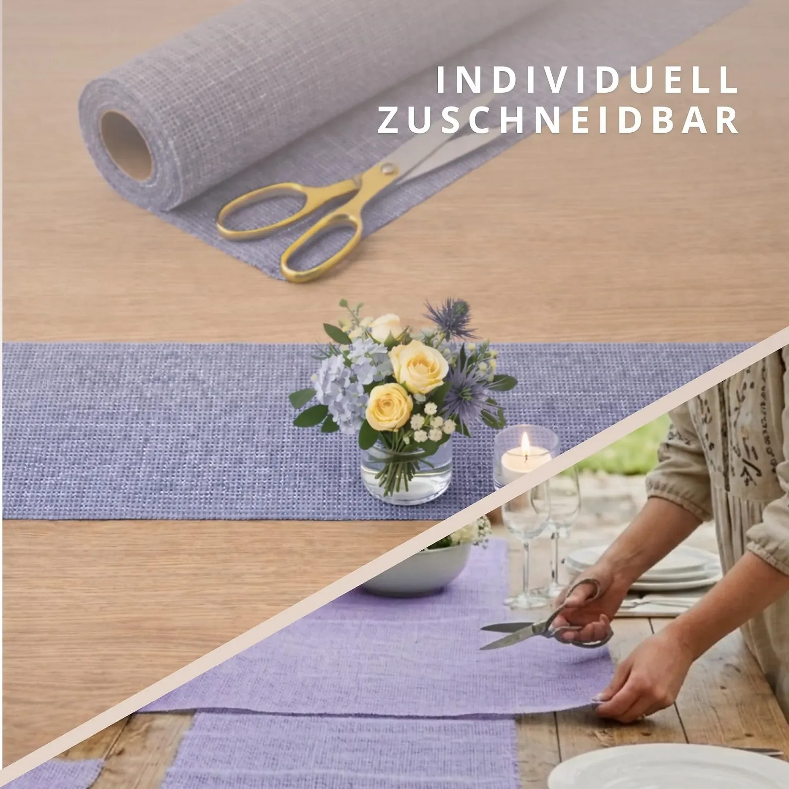 Ранер для столу Linen Look Roll 6 м x 15 см Purple, фото №6