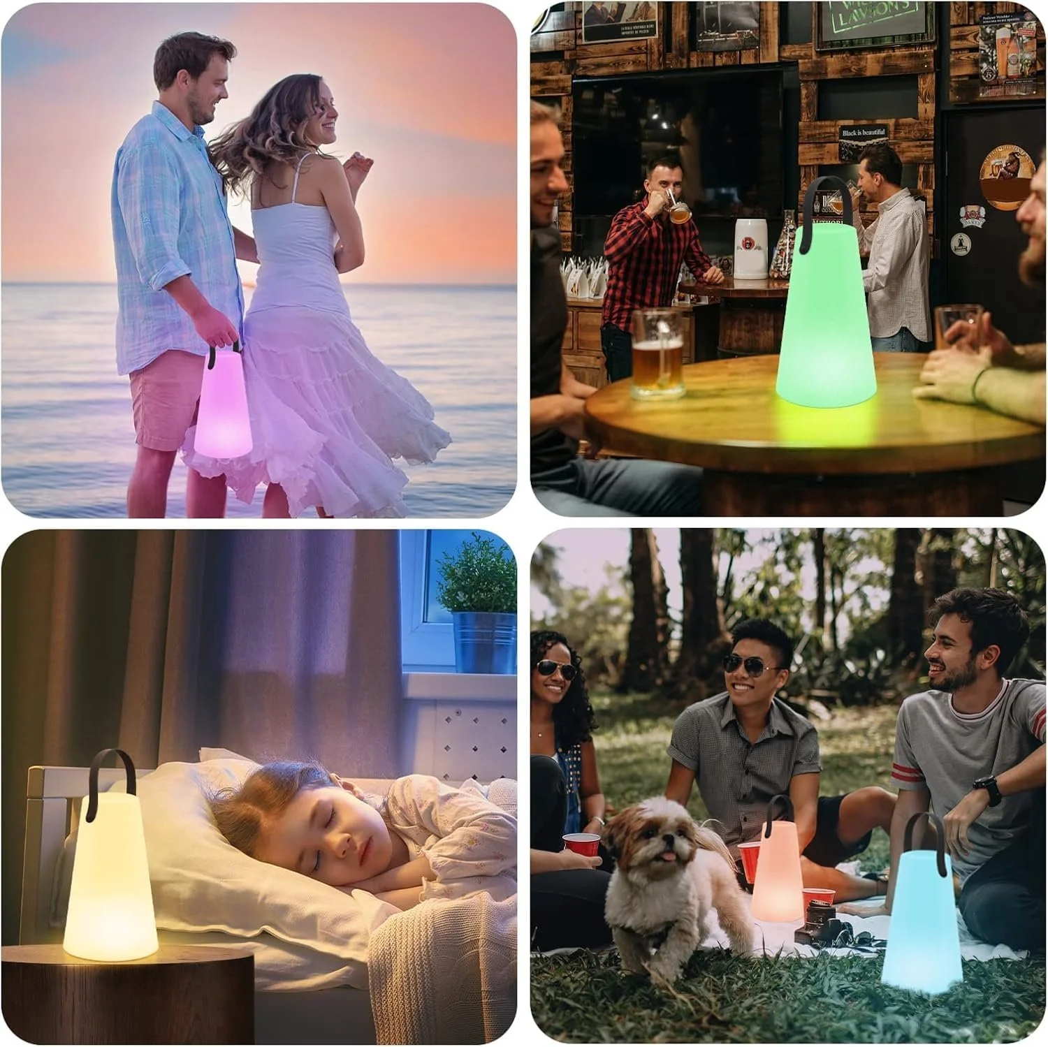 Набір з 2 настільних ламп LED Battery Table Lamps Outdoor Wireless Dimmable 8 Colours IP44 USB Rechargeable, фото №7