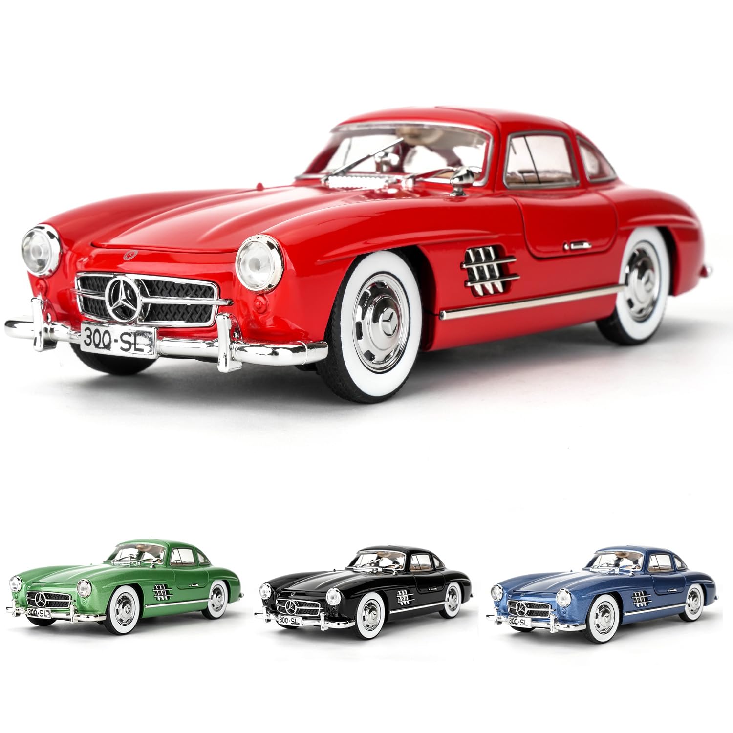 Автомобиль TGRCM-CZ Classic Cars 300 SL Игрушка Pull Back Zinc Alloy со звуком и светом Красный, фото №6