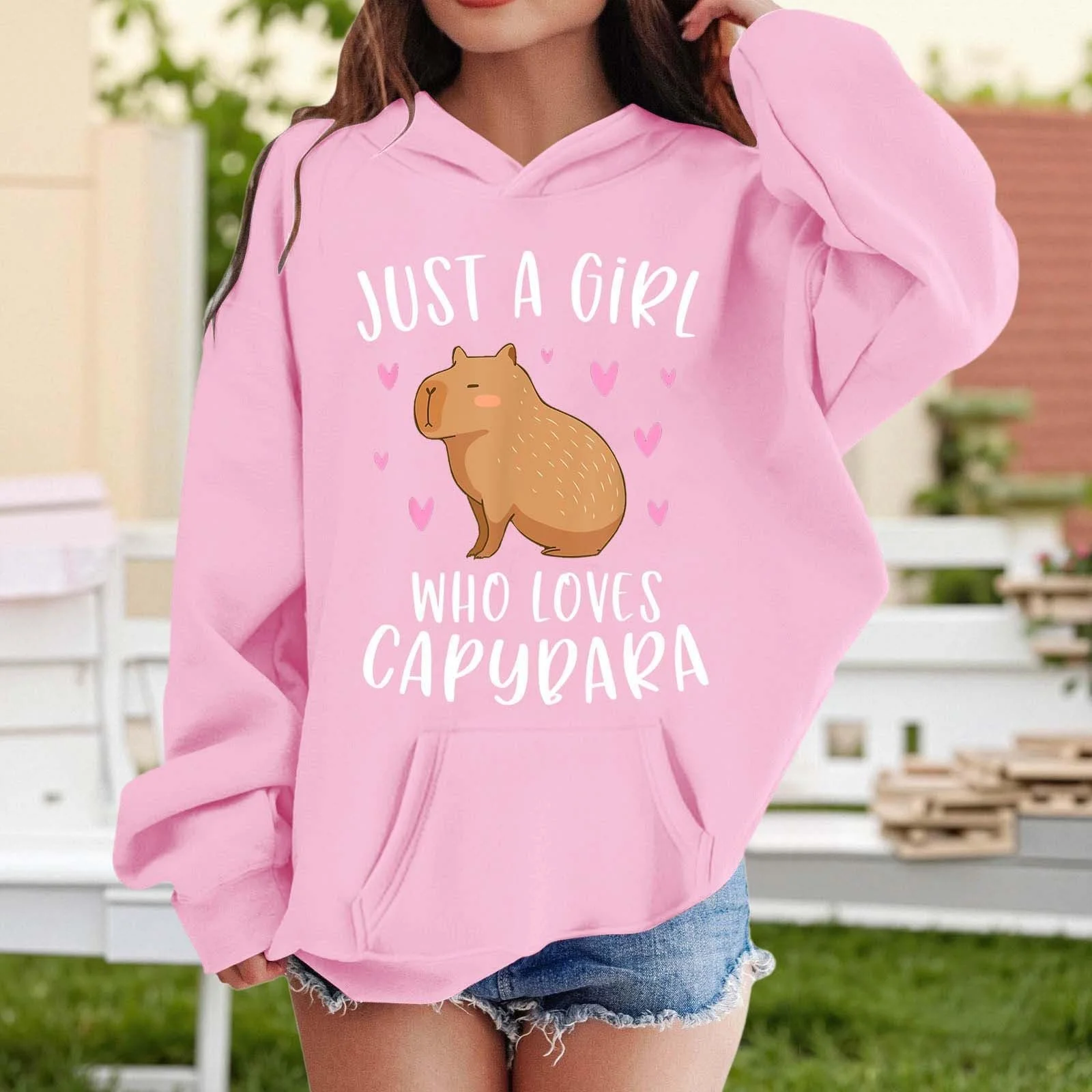 Пуловер Толстовка для мальчиков и девочек Capybara-Print Размер 164, фото №3