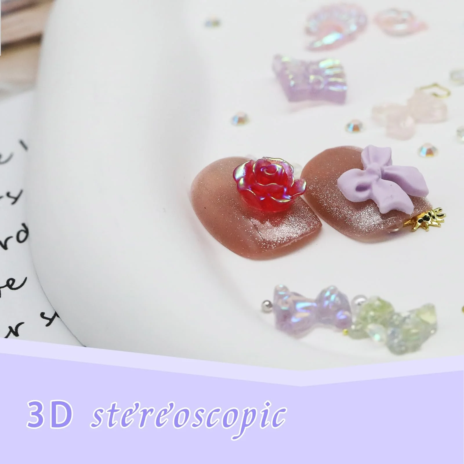 3D Украшения для ногтей Разные цвета Aurora Бабочка Стразы для ногтей Блеск и сияние, фото №4