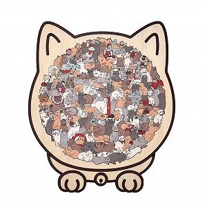 Деревянный пазл Кот 135 деталей в форме животного - Фото 1