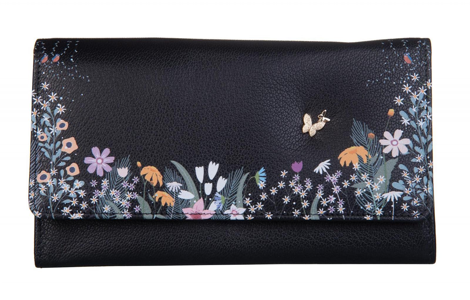 Кошелек Mala Leather Shiloh Butterfly Matinee 3627-96 Черный Классический, фото №1
