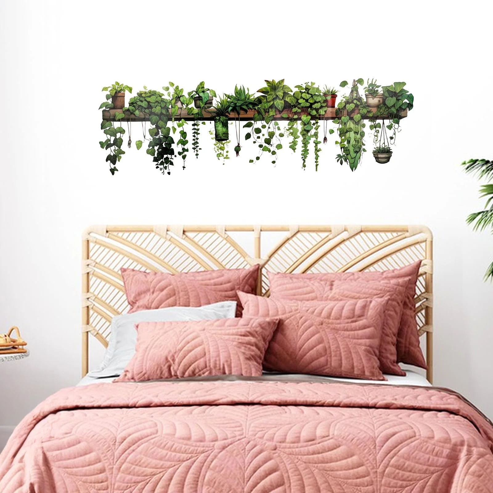 Наклейка на стіну Рослини Зелене листя Підвісна ліана Квітковий горщик, фото №6