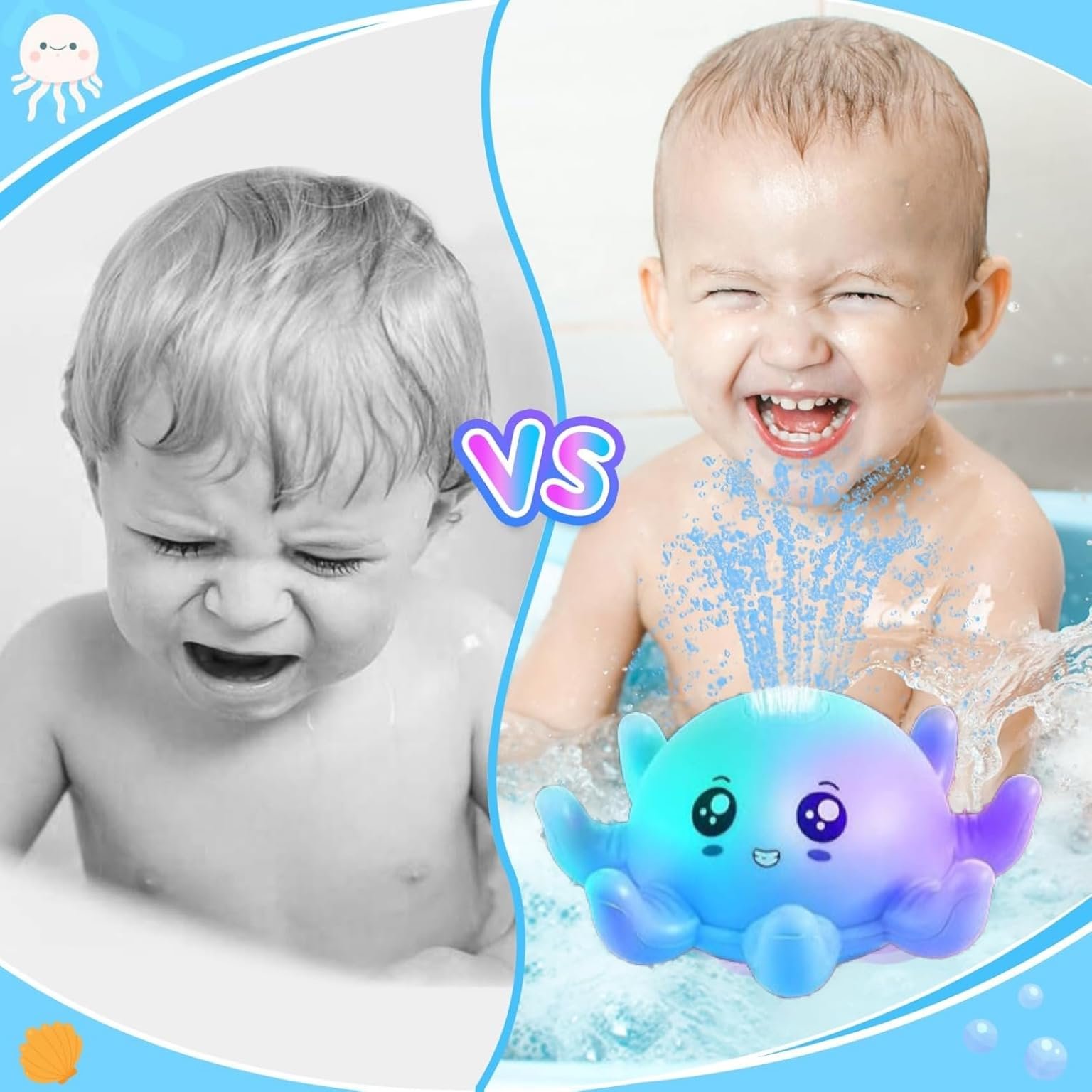 Игрушка для ванной Осьминог с подсветкой Голубой, фото №4