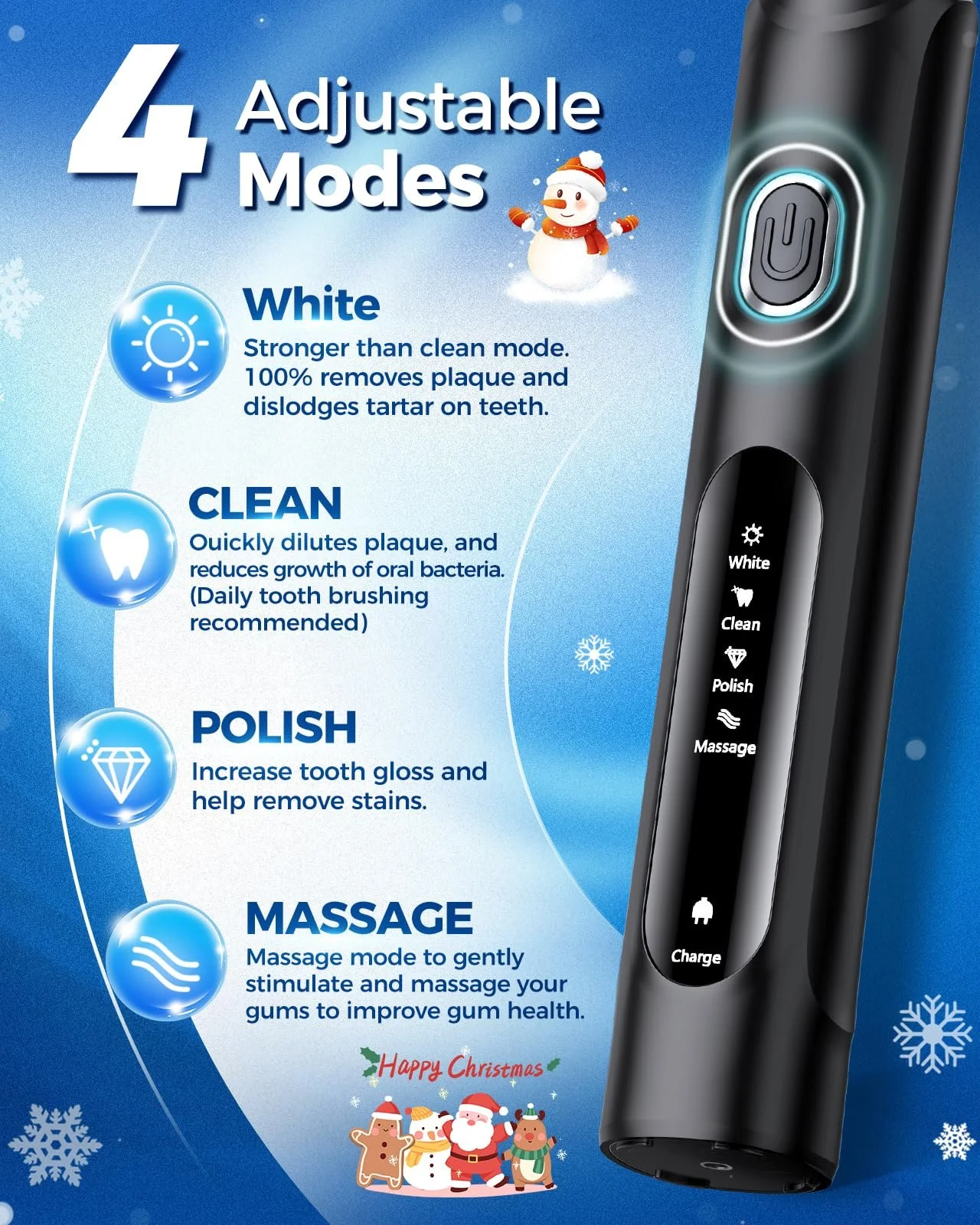 Электрическая зубная щетка TEETHEORY Ротационная 4 режима Черная, фото №7