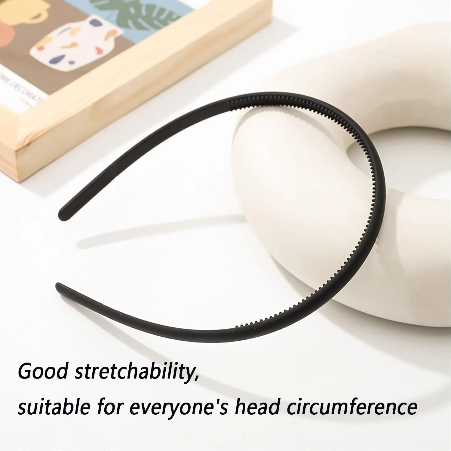 Обруч для волос Пластиковый Черный, набор из 3 штук, фото №2