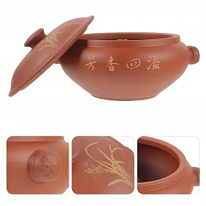 Пароварка керамическая с крышкой традиционный стиль универсальная для мяса курицы и супа synthetic.ua - Фото 1