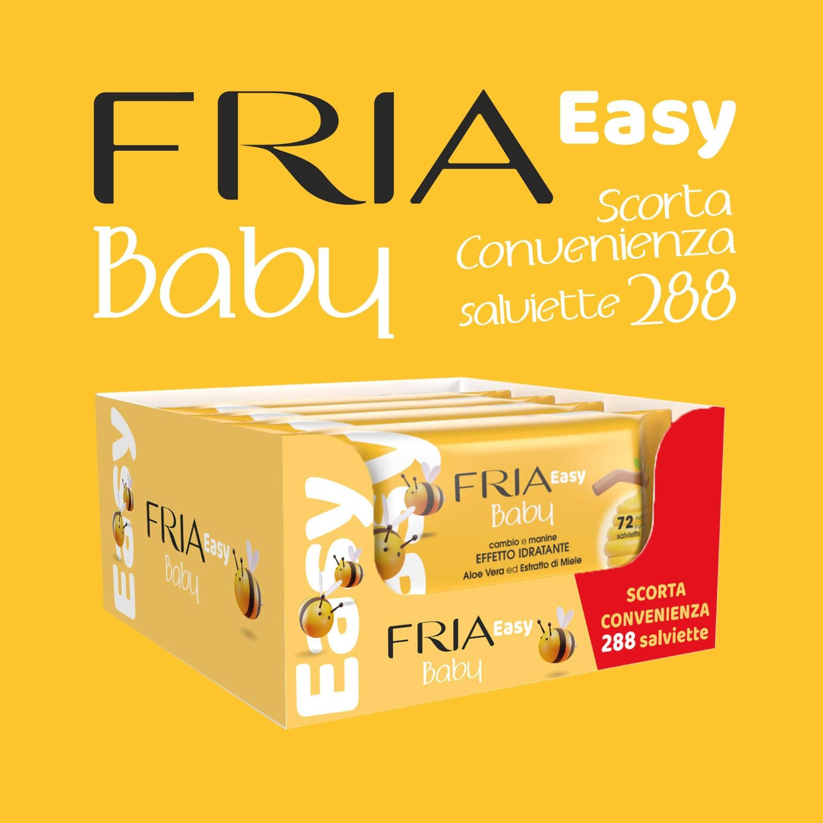 Серветки Fria Easy Baby для зміни підгузків з алое вера та екстрактом меду, зі зволожуючим ефектом для шкіри, 288 штук в упаковці, фото №2