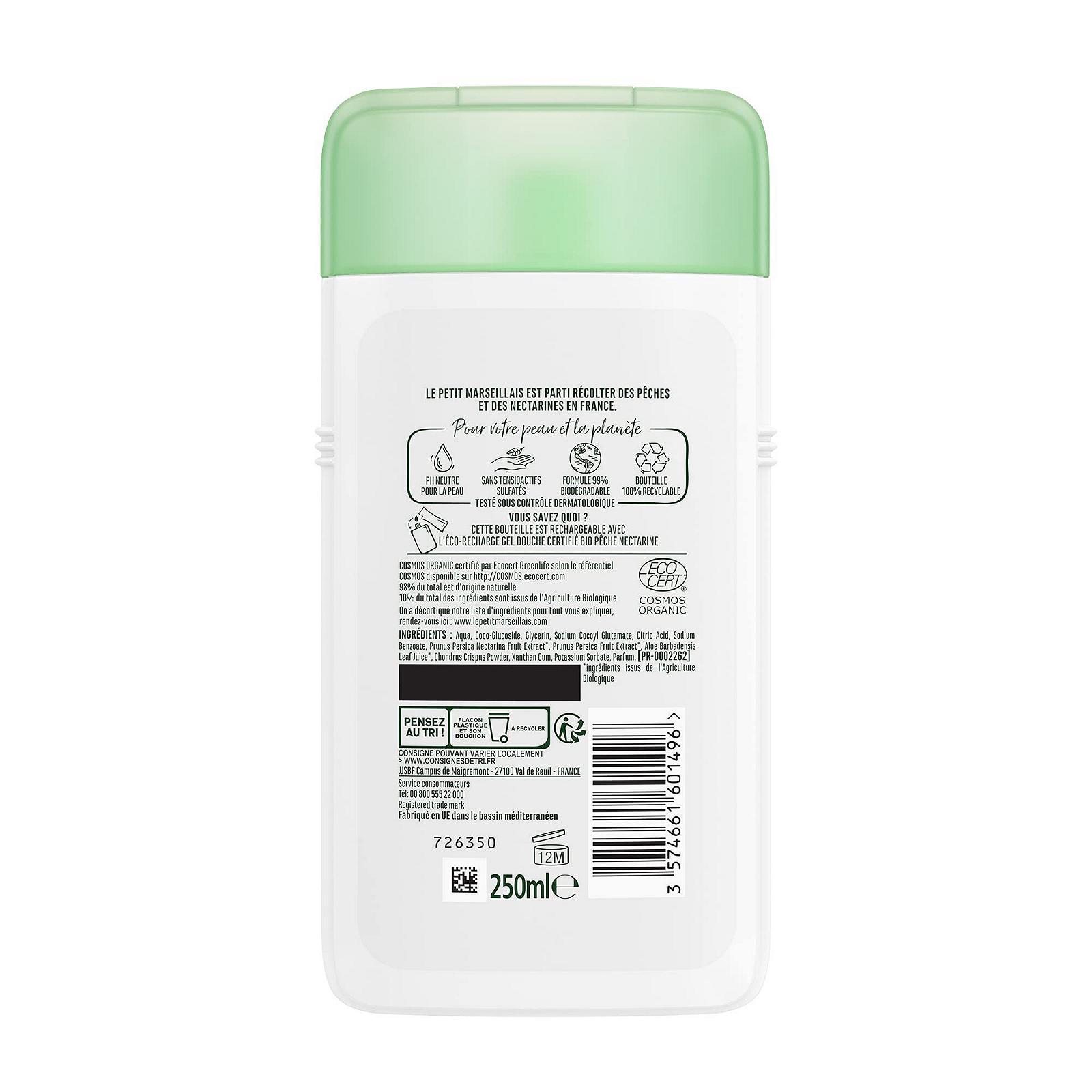 Гель для душа Le Petit Marseillais Organic освежающий pH-нейтральный Персик и Нектарин 250 мл, фото №2