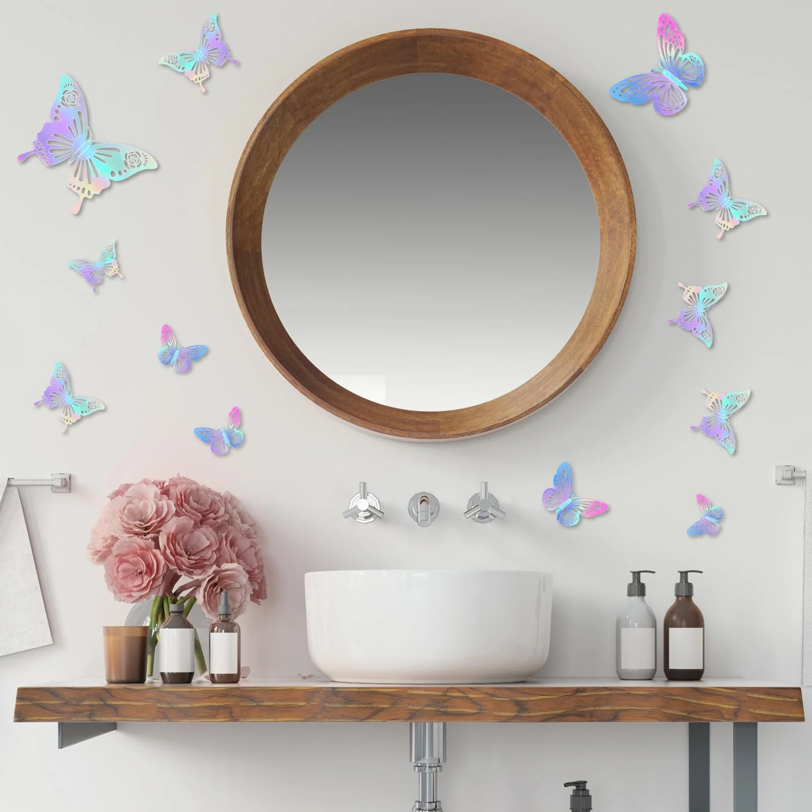 Декоративні 3D метелики 48 штук 2 стилі 3 розміри лазерні наклейки на стіну для дня народження та дитячої кімнати, фото №7