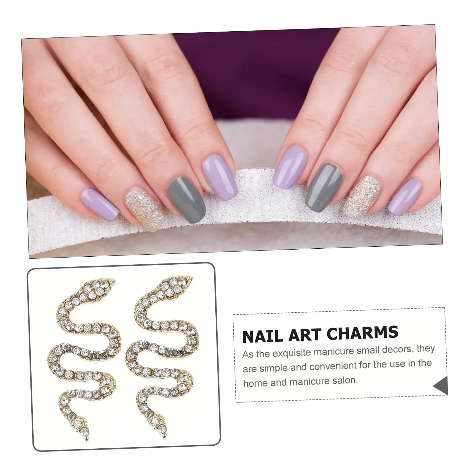 Прикраси для нігтів (6 шт. в упаковці) Зміїний дизайн Блискучий декор, фото №7