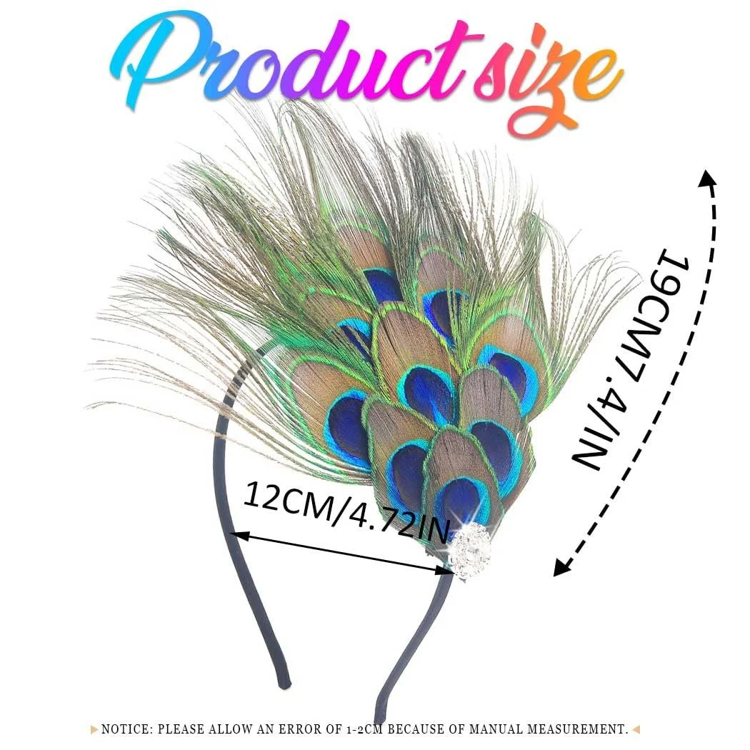 Обруч на голову з пір'ям павича Zoestar 1920-х років, фото №6 Обруч на голову з пір'ям павича Zoestar 1920-х років, фото №6