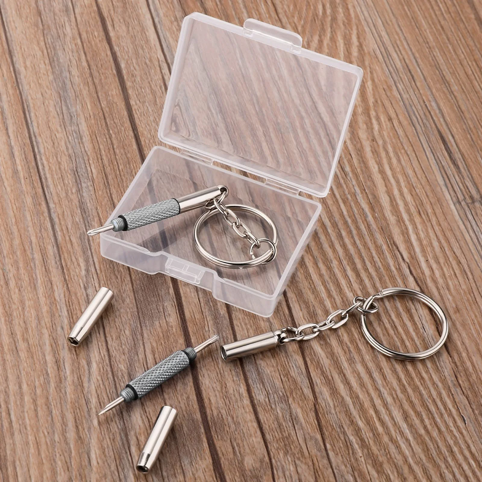Набір 2 міні викруток для окулярів 3 в 1 набір для ремонту окулярів Нержавіюча сталь Кільце для ключів Прецизійна мала викрутка, фото №5