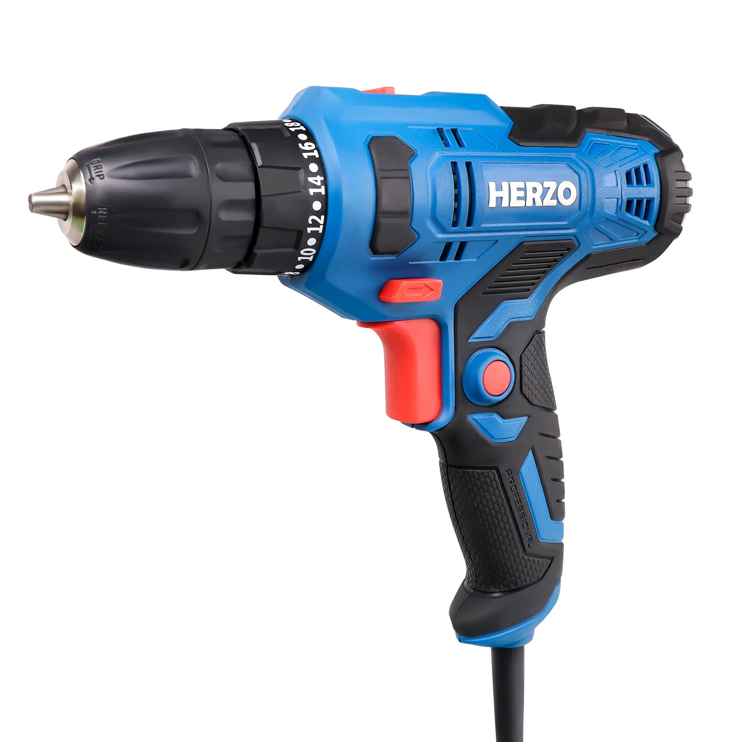 Електрична дриль Шурупокрут HERZO 300 W 20 + 1 рівень крутного моменту 4 м кабель, фото №1