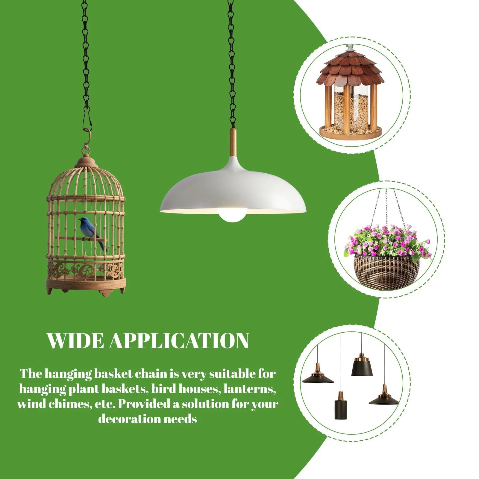 Цепи для подвесных корзин с крючками 50 см набор из 12 шт. черный, фото №6