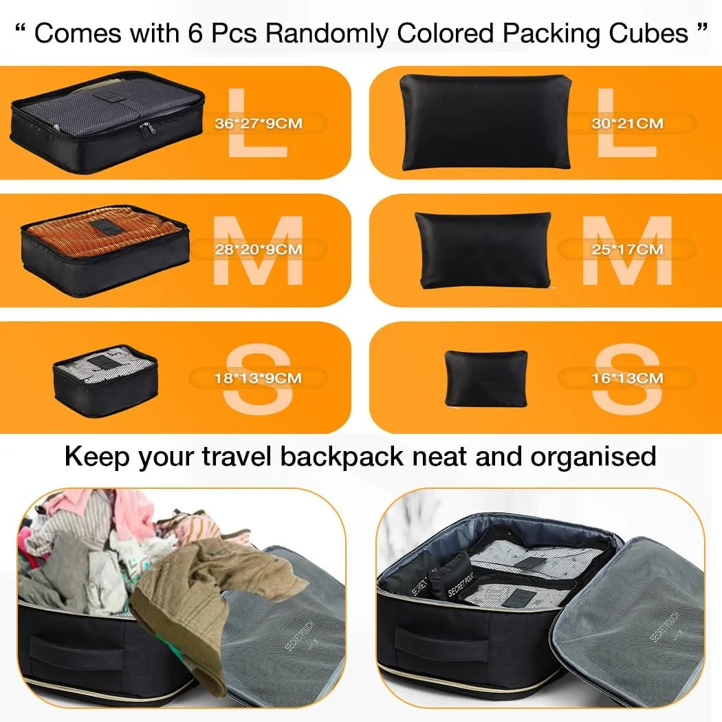 Рюкзак для ноутбука 15.6 дюйма Hand Luggage Large with 6 Piece Garment Bags XL Black Check Pattern, фото №4 Рюкзак для ноутбука 15.6 дюйма Hand Luggage Large with 6 Piece Garment Bags XL Black Check Pattern, фото №4