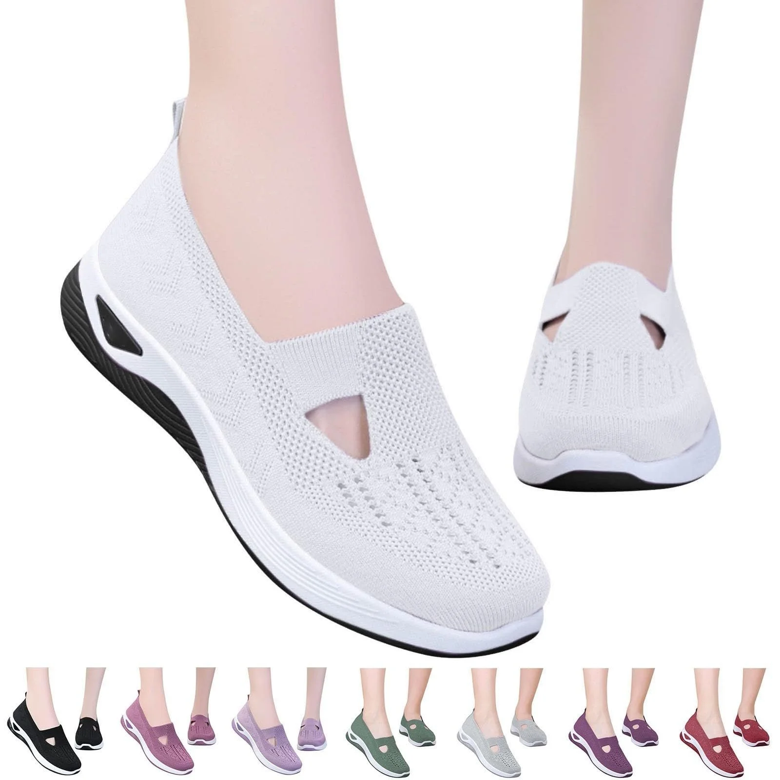 Кроссовки Gyaimxfu ортопедические женские без шнуровки для ходьбы, легкие, удобные, с усиленной амортизацией, фото №6