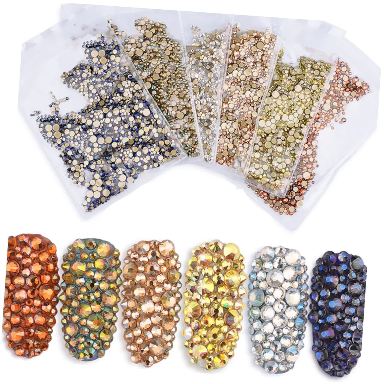 Стрази для нігтів Housoutil Crystal 4320 штук, фото №8