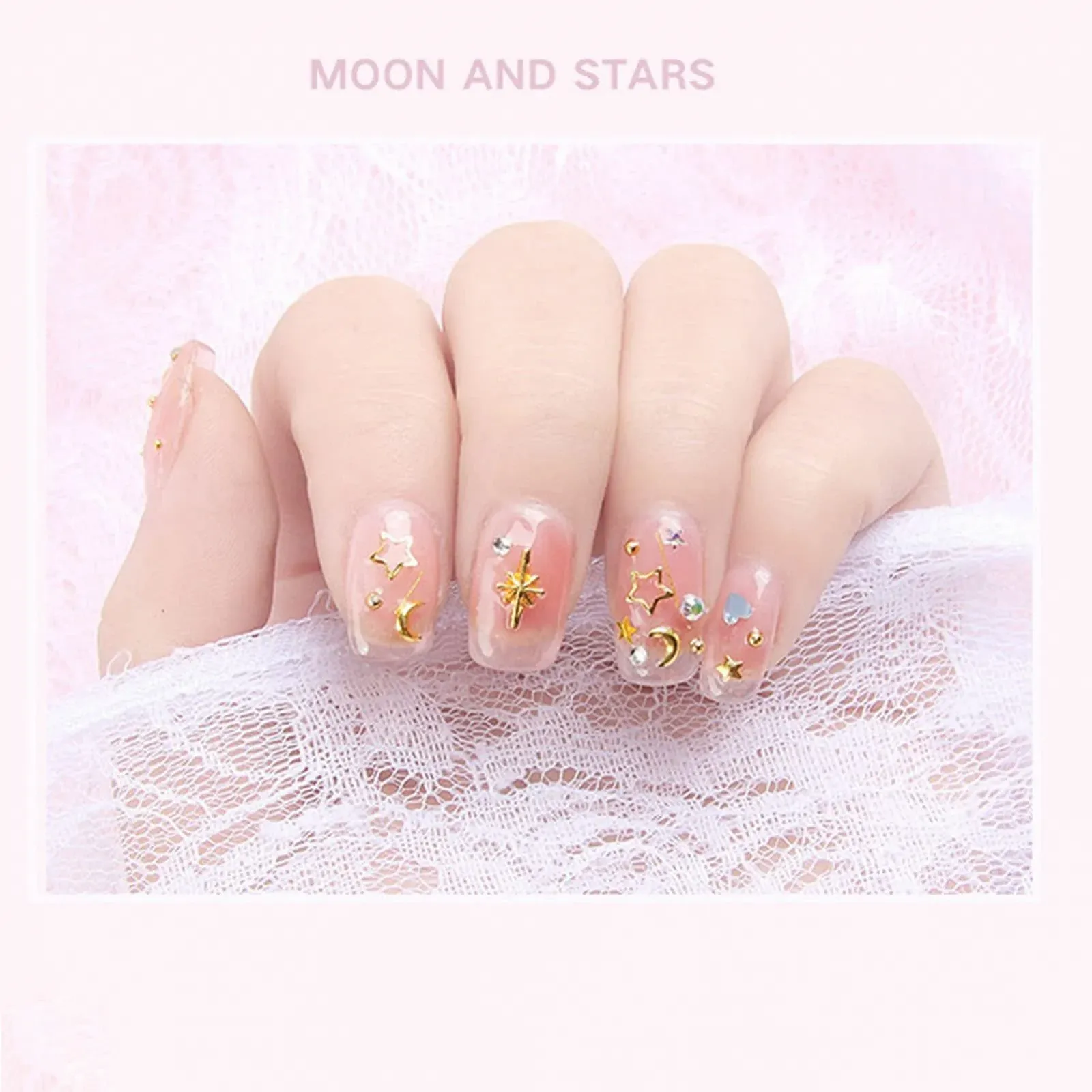 Украшение для ногтей Звезды Луна 3D 6 шт, фото №4