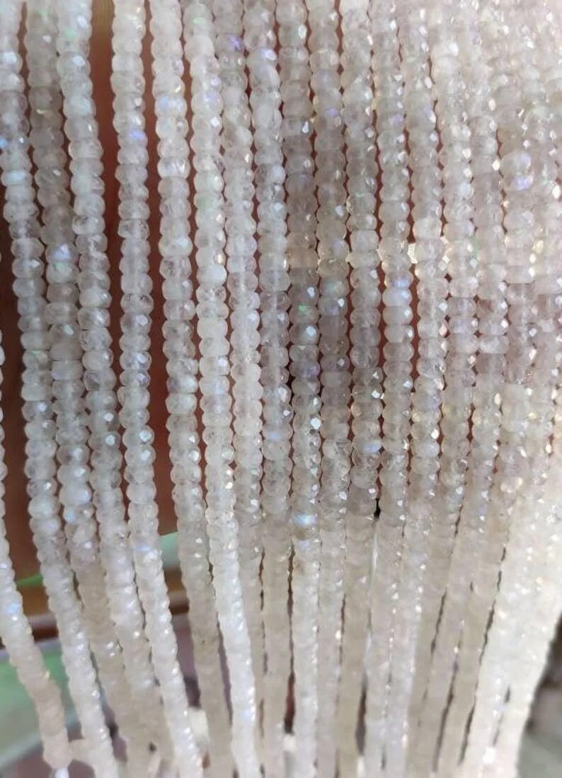 Лунный Камень Радужный Бусины-рондель граненые 4.5-5 мм, нить длиной 33 см, бусины из драгоценных камней для изготовления ювелирных изделий для ожерелья, браслета, фото №5